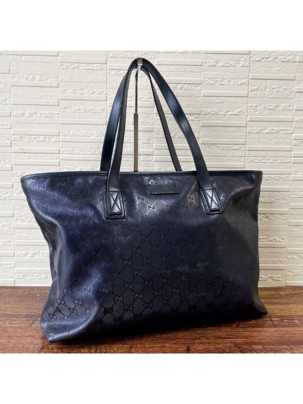Gucci GG Supreme Crystal Tote Bag Patent Leather Purple